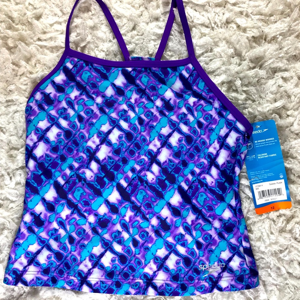 NWT- SPEEDO-GIRLS SZ 12 TANK STYLE SWIM TOP